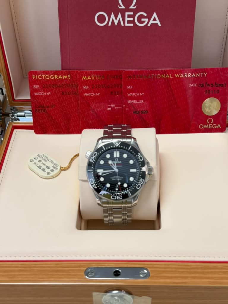 Omega Seamaster Diver 300M reference 210.30.42.20.01.001 with black dial and bezel