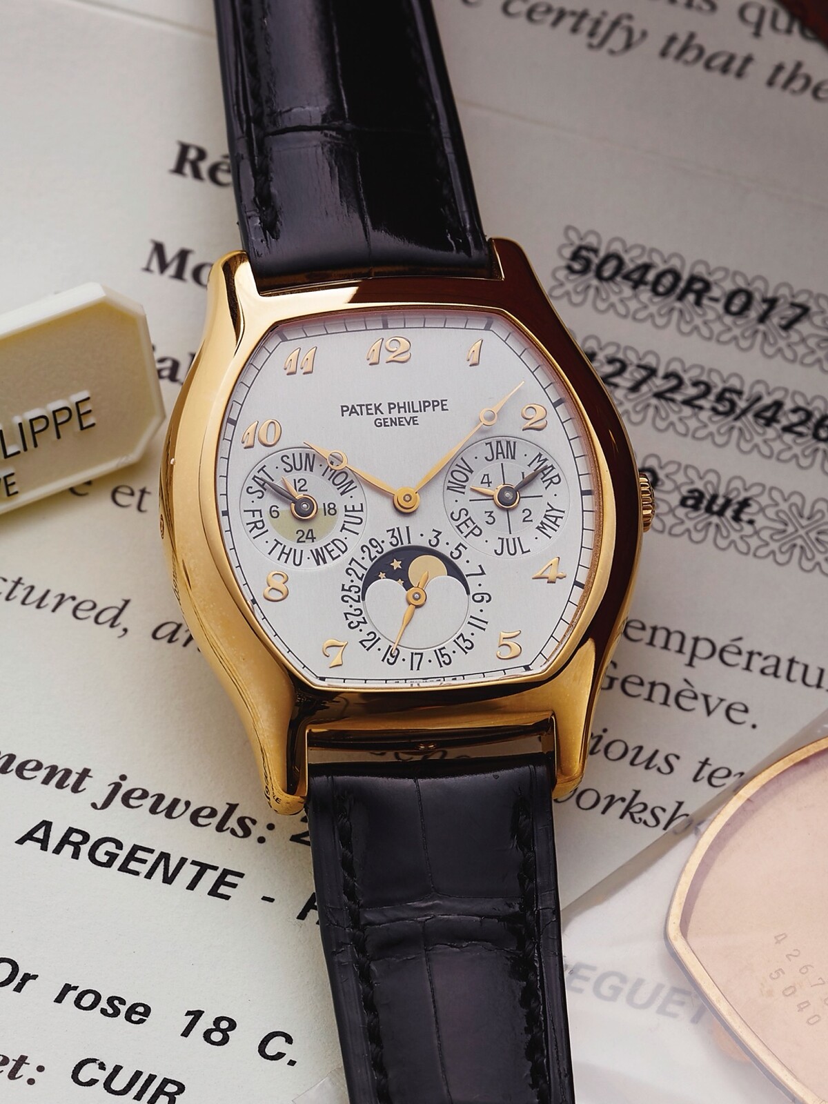 Patek Philippe perpetual calendar presented with archival documentation